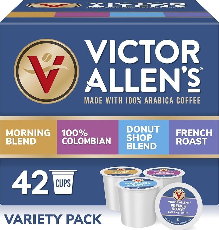 Victor Allen's Coffee Variety Pack (Morning Blend, 100% Colombian, Donut Shop Blend, and French Roast), 42 Count