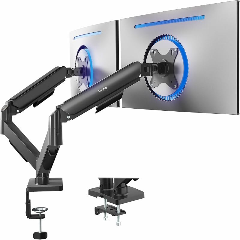 VIVO Dual Monitor Stand, Fully Adjustable Arms for 17 to 32 inch Screens, Mechanical Articulating Desk Mount, Gaming