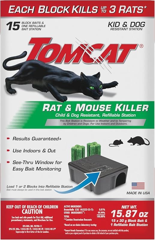 Tomcat Rat & Mouse Killer, Child & Dog Resistant, Refillable Station — no see mouse trap refill for no see mouse trap