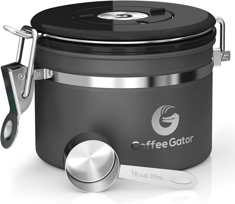 Coffee Gator Coffee Canister, 11oz Airtight Stainless Steel Container — canister for best home coffee maker travel