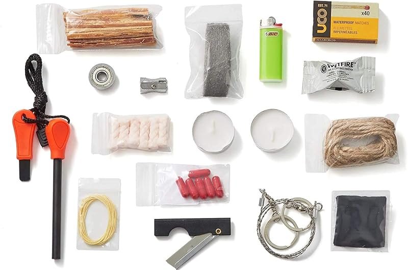 Off Grid Tools Fire Starting Kit, 33 Pieces Outdoor Survival Kit, Resealable Waterproof Bag, Includes Survival
