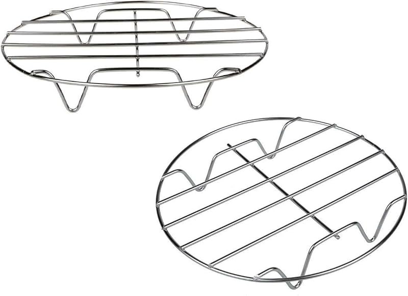TamBee 7 Inch Round Cooking Rack Air Fryer Rack Cooking Steaming 304 Stainless Steel Round Rack Cross Wire w Stand