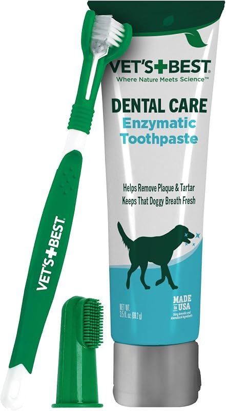 Vet's Best Dog Toothpaste & Toothbrush Dental Care Kit, With Brush 3.5 oz — toothbrush for best dog accessories best