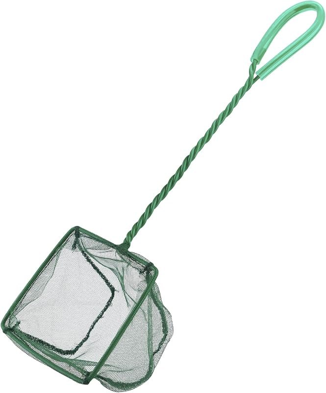 Pawfly Aquarium Fish Net with Braided Metal Handle Square Net with Soft Fine Mesh Sludge Food Residue Wastes Skimming