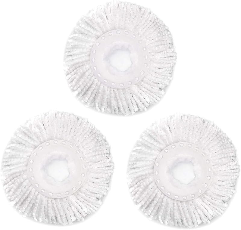 3 Pack Spin Mop Replacement Head for Hurrica, Mopnad, Cassabel and Other 360 Spin Mop Systems, Microfiber Spin Mop