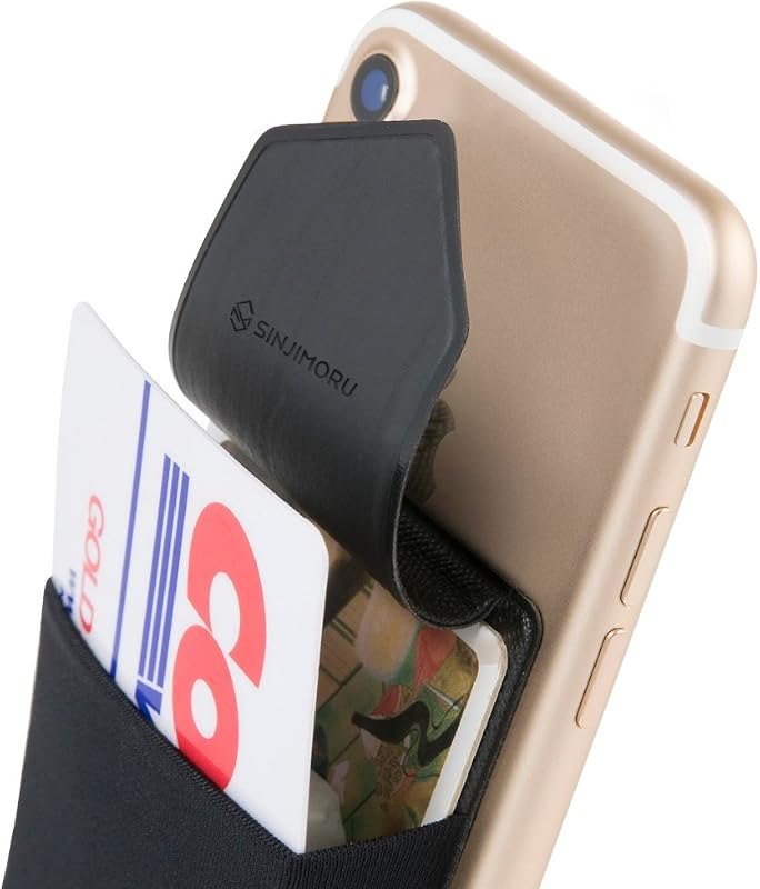 Sinjimoru Card Holder for Back of Phone, Stick on Phone Wallet, Black — wallet case for best iPhone 18 Pro accessories