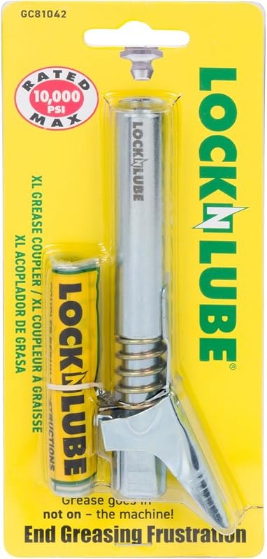 LockNLube Grease Gun Coupler XL - Universal Fit - Extra Reach for Recessed Grease Fittings —