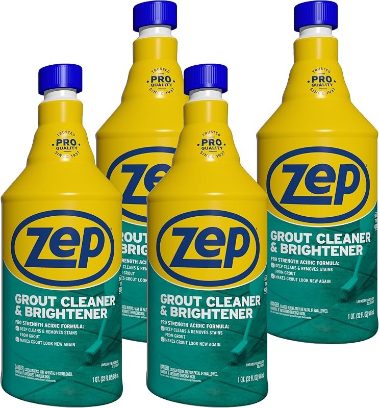 Zep Industrial Grout Cleaner and Brightener - 32 oz (Pack of 4) ZU104632 - Deep Cleaning Pro Formula — best grout