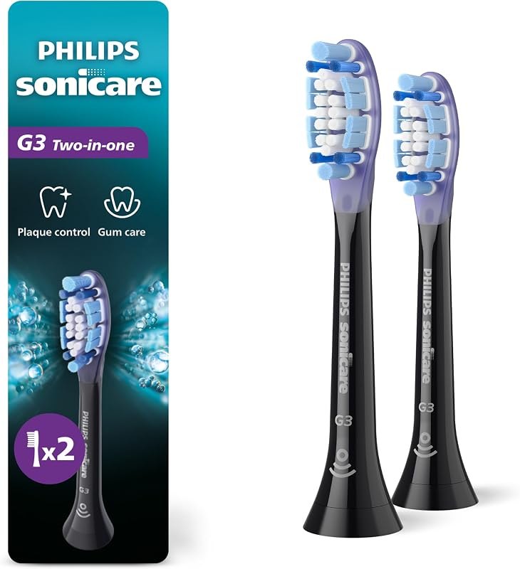 Philips Sonicare G3 Two-in-One Brush Heads, 2-Pack, 6 Month Supply, Black — best Head-to-head picks when two pro for