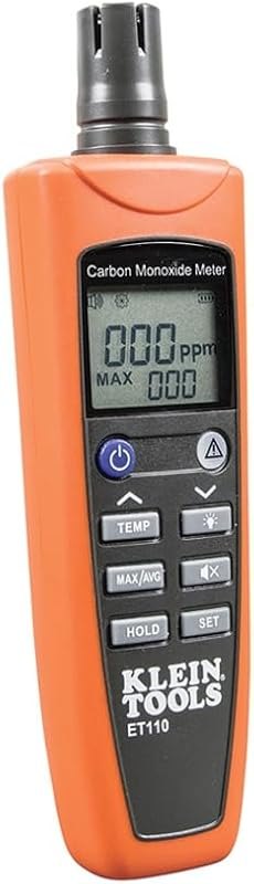 Klein Tools ET110 CO Meter, Carbon Monoxide Tester and Detector with Exposure Limit Alarm, 4 x AAA Batteries and Carry