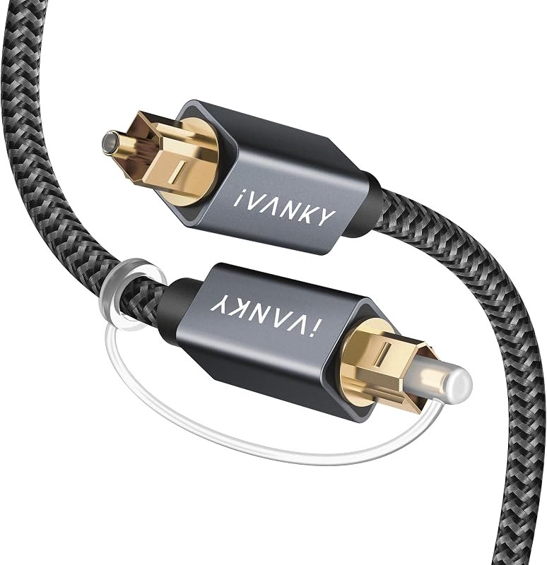 IVANKY Optical Audio Cable 10ft, Toslink Fiber Optic S/PDIF Digital Audio — optical cable for best soundbar best rated