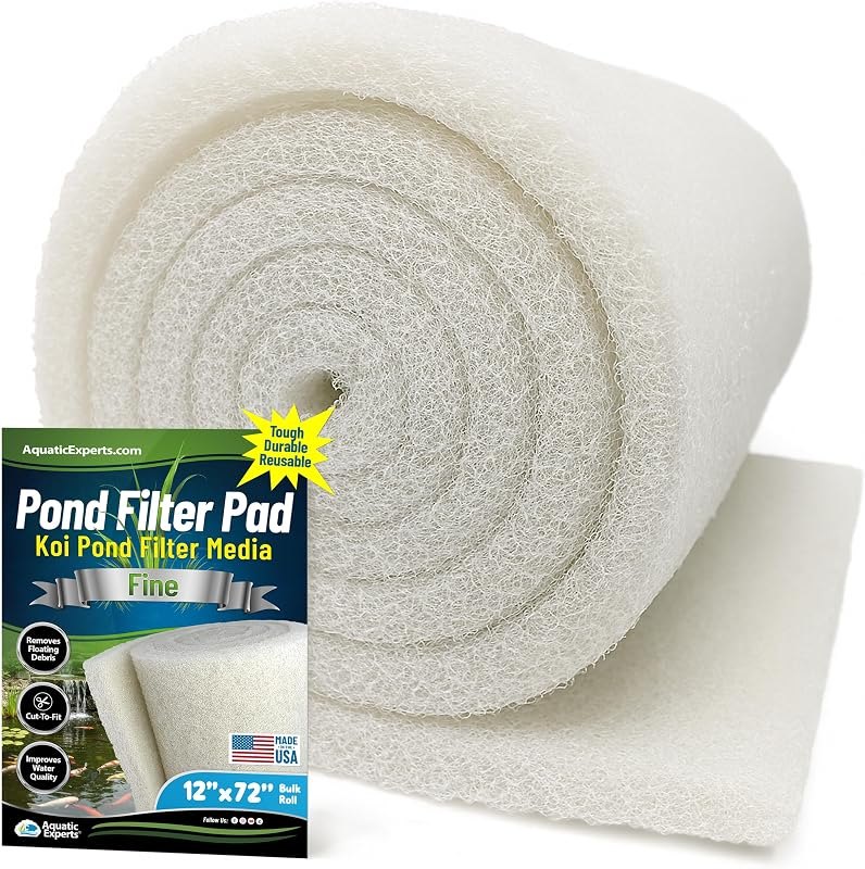 Classic Koi Pond Filter Pad FINE - White Bulk Roll Pond Filter Media, Ultra-Durable Pond Filters for Outdoor Ponds