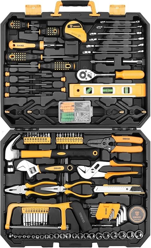 DEKOPRO 228 Piece Socket Wrench Auto Repair Tool Combination Package Mixed Tool Set Hand Tool Kit with Plastic Toolbox