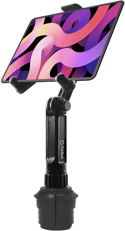 Cup Holder Tablet Mount, Car Cradle Holder Compatible for All iPad Pro, Air, Mini, Samsung Galaxy Tablet, Amazon Fire