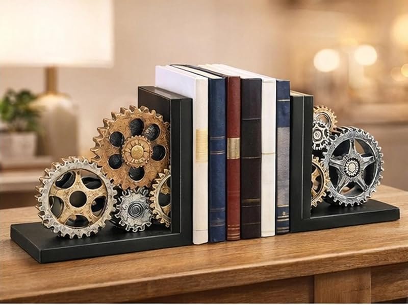Bellaa Gear Bookends, Steampunk, Heavy Duty, 20881 — Books heavy duty for books