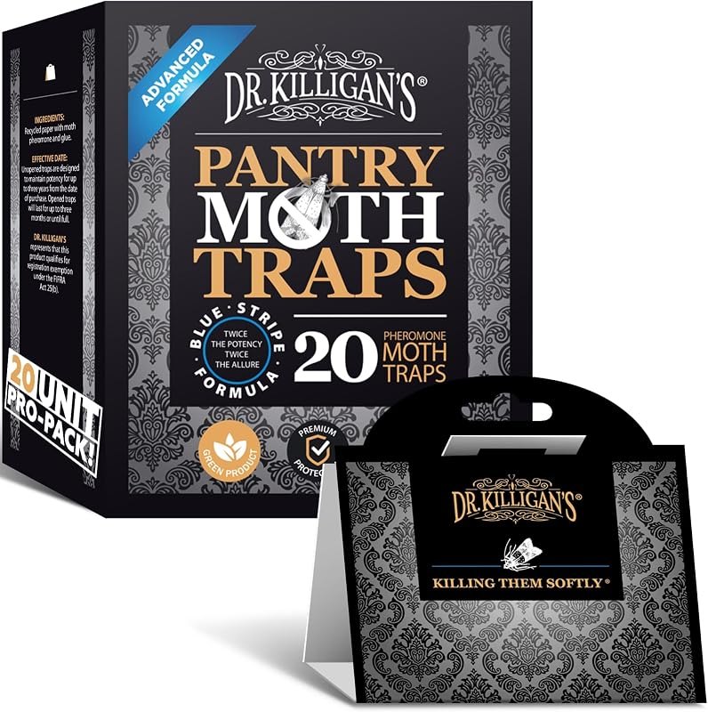 Dr. Killigan's Pantry Moth Traps with Pheromones Prime, 20 Pack, Black
