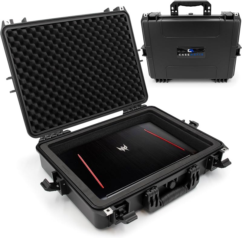 CASEMATIX Waterproof IP67 Laptop Hard Case for 15.6-17.3 inch Gaming Laptops & Accessories - Heavy Duty Hard Laptop