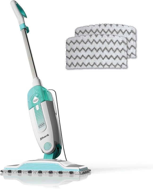 Shark Steam Mop for Sealed Hard Floors with 2 Dirt Grip Pads, White, S1000 — steam mop for handheld steam cleaner