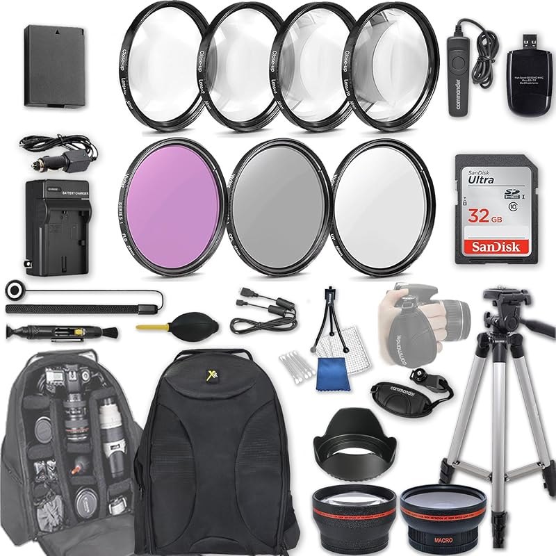 58mm 28 Pc Accessory Kit for Canon EOS Rebel T7, T6, T5, T3, 1300D, 1200D, 1100D DSLRs with 0.43x Wide Angle Lens