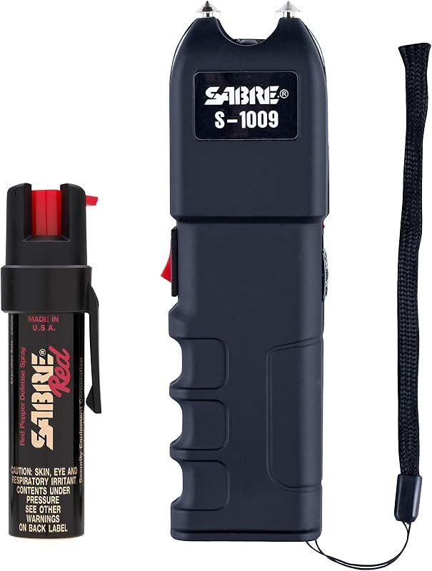 Pepper Spray & 3-in-1 Stun Gun with Flashlight and Anti-Grab Bar Technology, Self Defense Kit, 35 Bursts, 10 Ft (3 m)