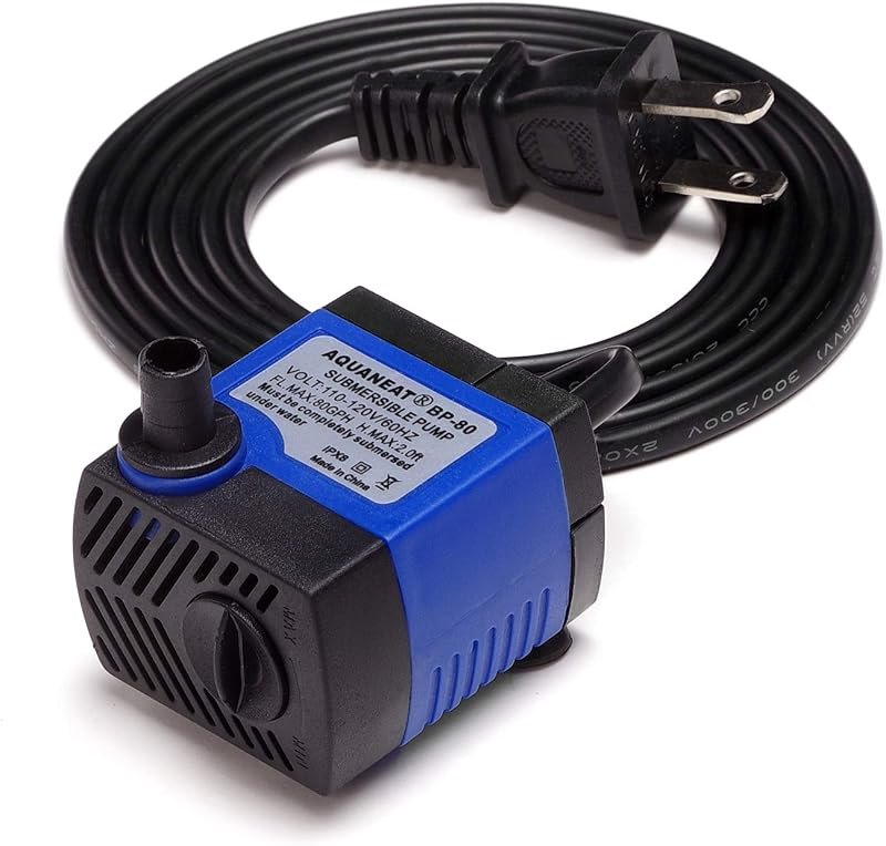 AQUANEAT Small Fountain Pump, 80 GPH Submersible Water Pump for Aquarium Fish Tank, Outdoor Water Fountain