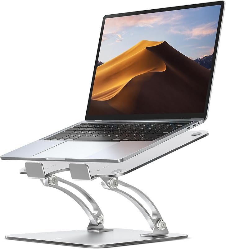 Nulaxy Ergonomic Adjustable Laptop Stand for Desk, Dual Foldable Computer Riser with Advanced Heat-Vent, Heavy-Duty