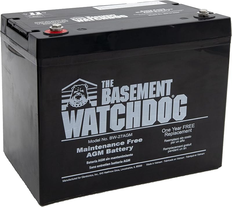 The Basement Watchdog Maintenance Free (AGM) Standby Battery for Backup Sump Pumps (BW-27AGM) — battery backup sump