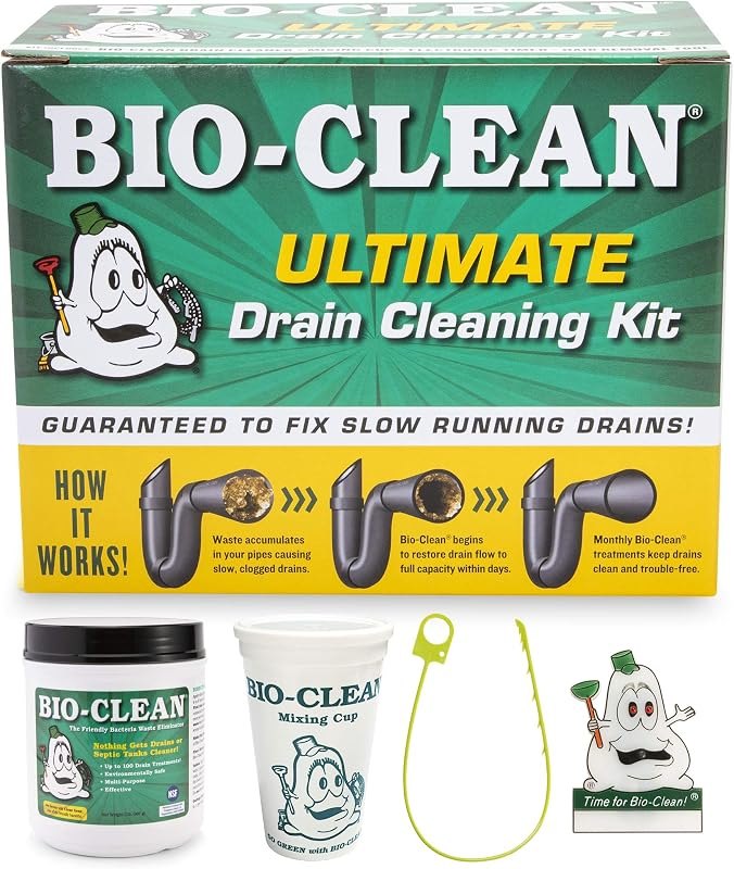 Bio-Clean Ultimate Drain Cleaning Kit Cleans Drains- Septic Tanks - Grease Traps All Natural and 100% Guaranteed No