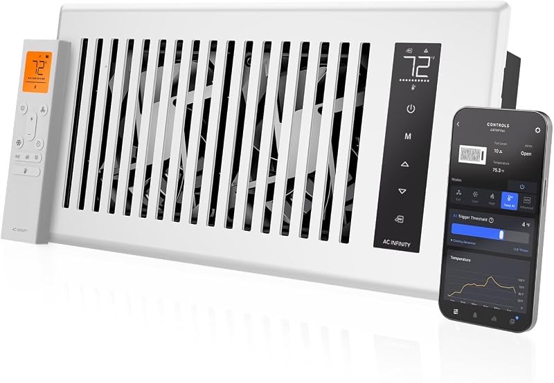 AC Infinity AIRTAP T4, White Register Booster Fan for 4”x10” Openings — register booster fan for register booster fan