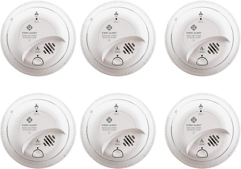 First Alert BRK SC9120B-6 Hardwired Smoke and Carbon Monoxide Detector (CO) with Battery Backup. 6-Pack , White