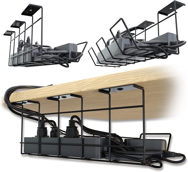 Compact Under Desk Cable Management Tray - Cable Organizer for Wire Management, Desk Wire Organizer, Cable Tray -