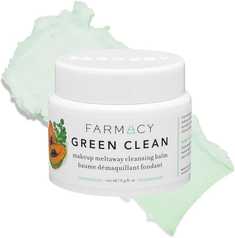 Farmacy Makeup Remover Cleansing Balm - Green Clean Waterproof Makeup Remover Balm + Oil Cleanser for Face - Gently