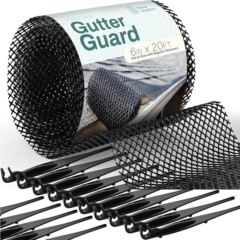 Home Intuition Heavy Duty Gutter Guards Mesh Leaf Guards for Gutters Leaf Filter 6" Wide 20' Long — gutter guard for