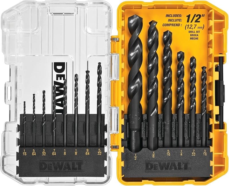 DEWALT Drill Bit Set, 3-Flats Shank,14-Piece, 135 Degree Split Point, for Plastic, Wood and Metal (DWA1184) — bits for