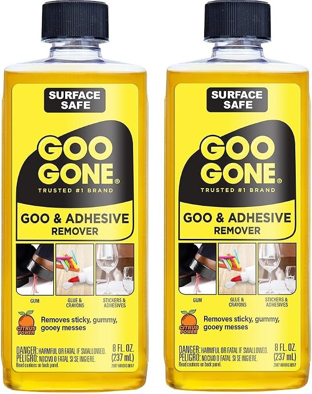 Goo Gone Adhesive Remover - 2 Pack - 8 Ounce - Surface Safe Adhesive Remover Safely Removes Stickers Labels Decals