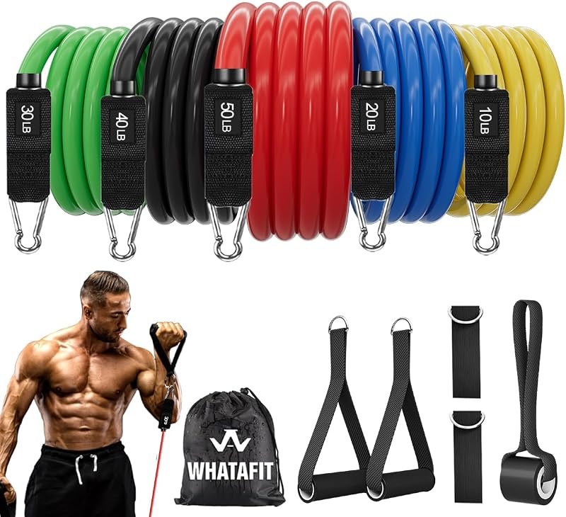 WHATAFIT Resistance Bands with Handles, 5-Level Exercise Bands for Workout — resistance bands for best home gym