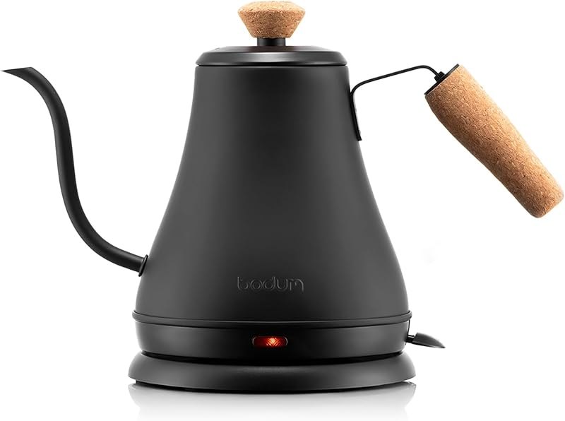 Bodum 27oz Bistro Gooseneck Electric Water Kettle, Pour Over Coffee & Tea, Stainless Steel, Matte Black — gooseneck