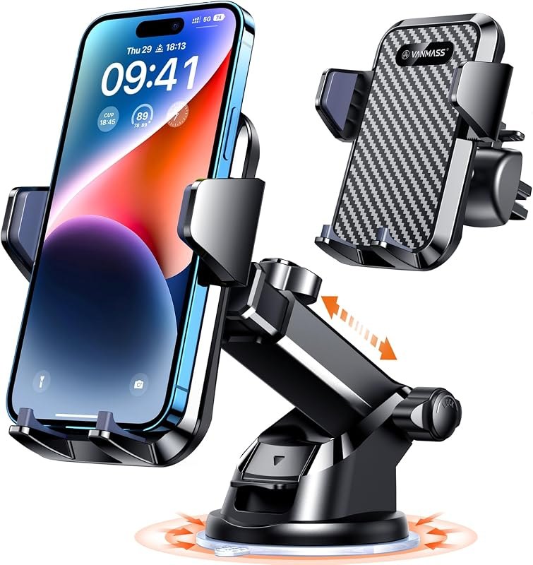 VANMASS【85+LBS Strongest Suction & Military-Grade Ultimate Car Phone Mount — phone mount for best car organizer