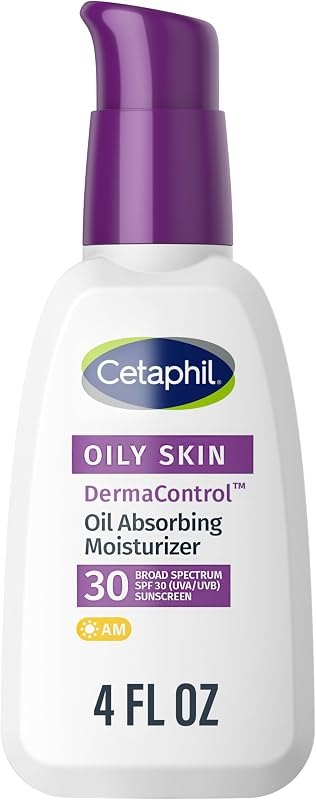 Cetaphil DermaControl Oil Absorbing Moisturizer, SPF 30, Oily Skin, 4oz — oil free moisturizer acne for non