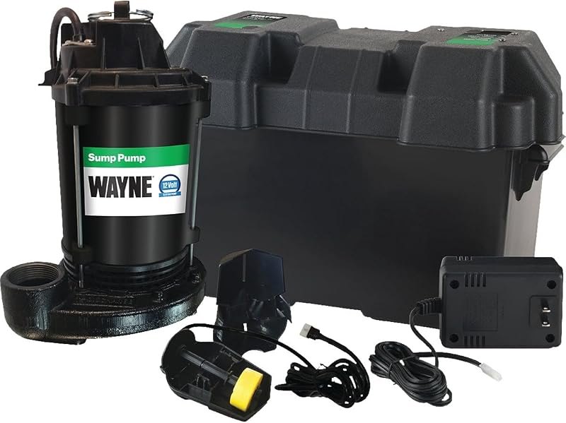 WAYNE ESP25n - 12 Volt Battery Back Up Sump Pump, Battery Not Included - Up to 2,700 Gallons Per Hour - Heavy Duty