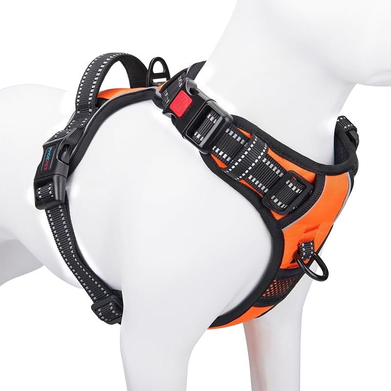 PHOEPET No Pull Dog Harness Medium Reflective Front Clip Vest with Handle — harness for best dog accessories best rated