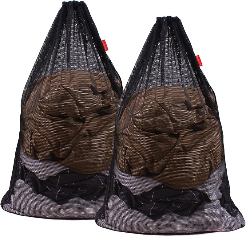 2 Pack Mesh Laundry Bags 24 x 36 Inches Drawstring Bag Black — mesh laundry bag for mesh laundry bag durable heavy duty