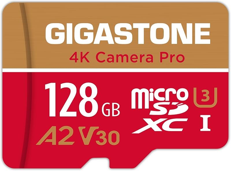【5-Years Data Recovery】 GIGASTONE 128GB Micro SD Card, 4K Video Recording for GoPro, Action Camera, DJI, Drone