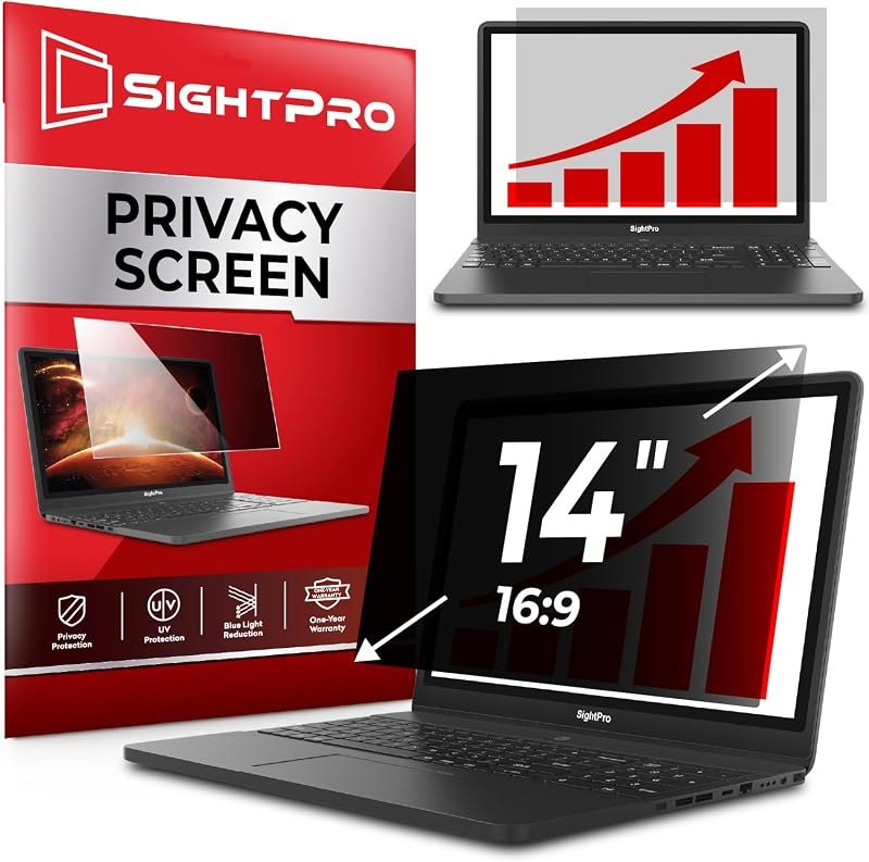 SightPro 14 Inch 16:9 Laptop Privacy Screen Filter - Privacy Shield and Anti-Glare Protector (Not Magnetic) — laptop