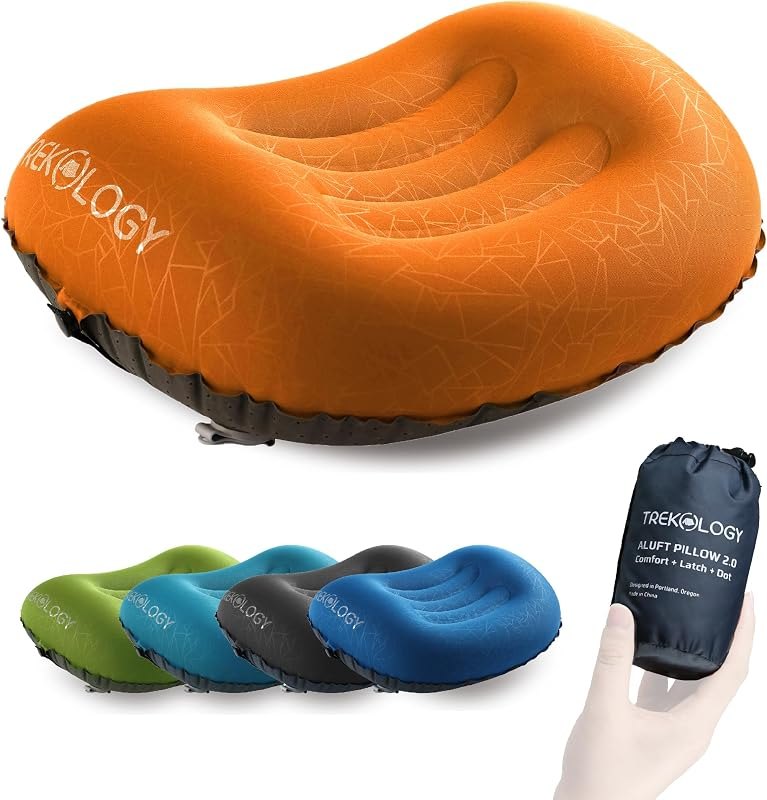 TREKOLOGY Aluft 2.0 Small Inflatable Camping Pillow for Backpacking, Travel — pillow for best sleeping pad camping