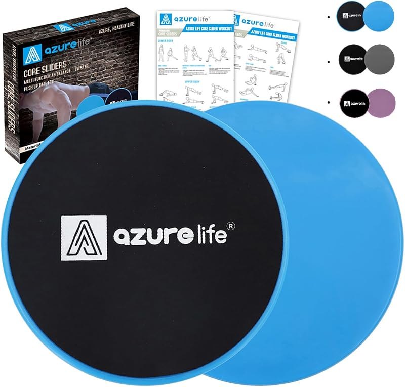 A AZURELIFE Exercise Core Sliders, Dual Sided Exercise Gliding Discs Use on Carpet or Hardwood Floors, Light and