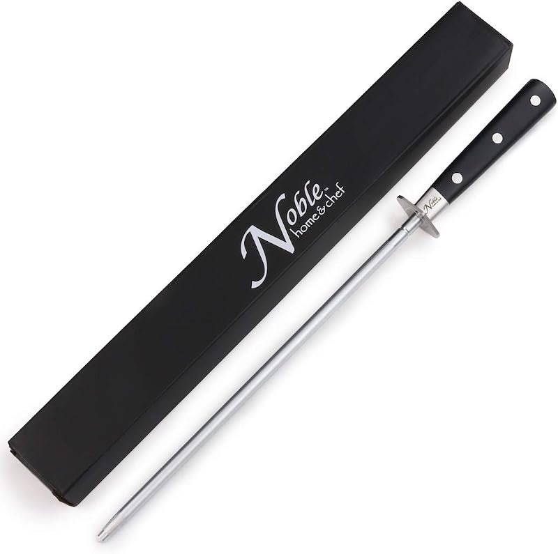 Professional Honing Steel 12”, Magnetized for Safety, No Rust, No Cheap Plastic! Noble’s Knife Sharpener Has an Oval
