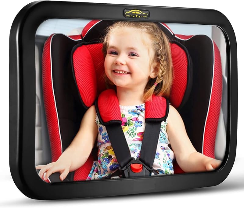 Baby Car Mirror, DARVIQS Car Seat Mirror, Safely Monitor Infant Child in Rear Facing Cars Seat, Wide View Shatterproof