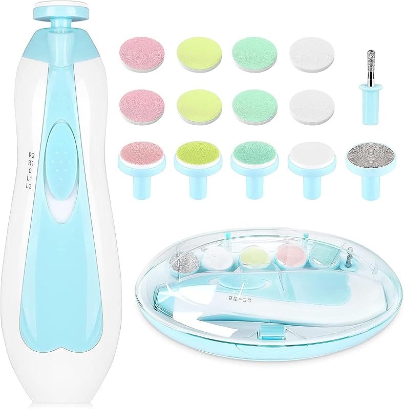 Qunlions life Electric Nail File Drill for Baby No Sharp Claws Hurt, 6 in 1 Safety Cutter Trimmer Clipper for Toes and