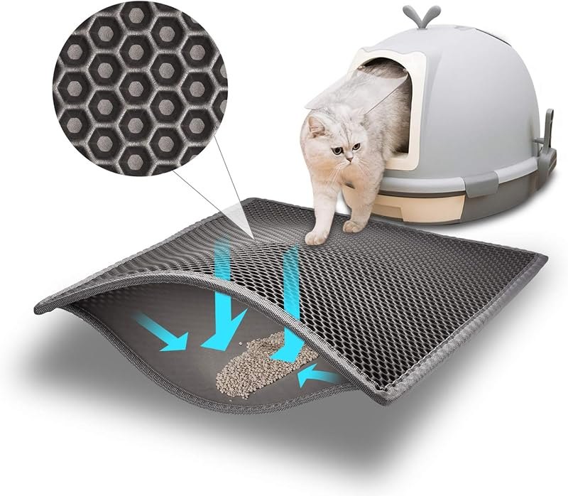 Pieviev Cat Litter Mat, Double-Layer Waterproof Litter Trap, 24" x 15" Gray — mat for best cat litter box best rated